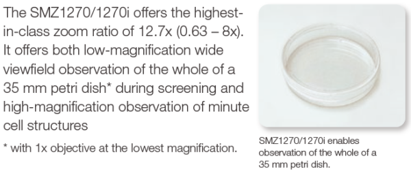 Nikon stereomicroscope SMZ1270, binocular, magnification 6.3-80x, with standard tube P-B and OCC LED transmitted light stand P-DSL32 "Oblique Coherent Contrast" (advantage set) - Image 11