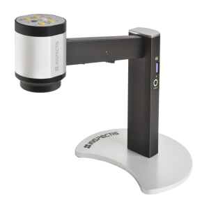 Inspectis digital microscope C12 (HD, 1280x720, 60fps), ESD + LaserPointer, magnification approx. 2,5-30x (on 27" monitor), field of view approx. 232-20mm, integrated illumination, controller, ring light and easy image capture (no PC required)